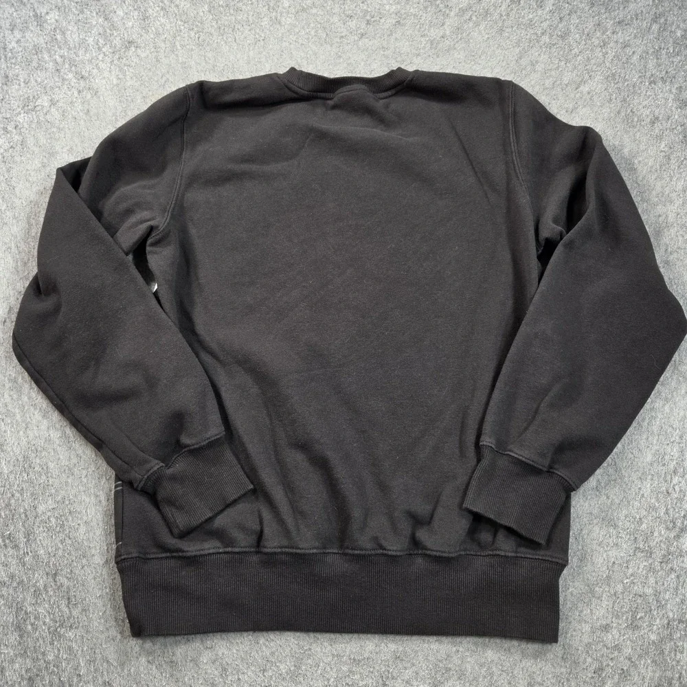 The North Face Sweatshirt Mens Small Black All Over Multi Logo Graphic Crewneck